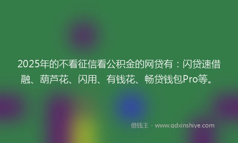 2025年的不看征信看公积金的网贷有：闪贷速借融、葫芦花、闪用、有钱花、畅贷钱包Pro等。