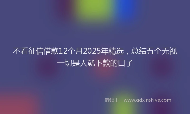 不看征信借款12个月2025年精选，总结五个无视一切是人就下款的口子