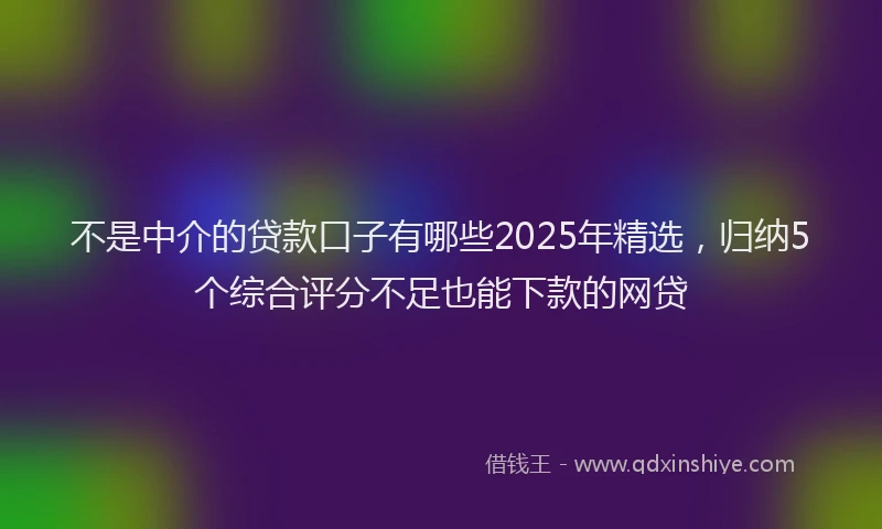 不是中介的贷款口子有哪些2025年精选，归纳5个综合评分不足也能下款的网贷