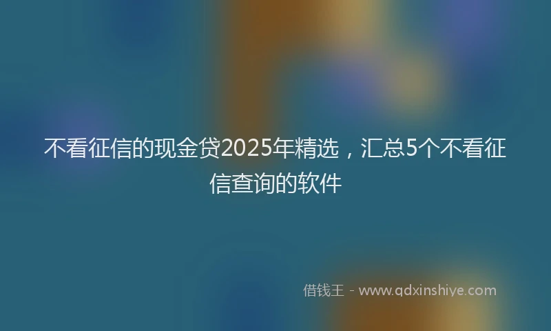 不看征信的现金贷2025年精选，汇总5个不看征信查询的软件