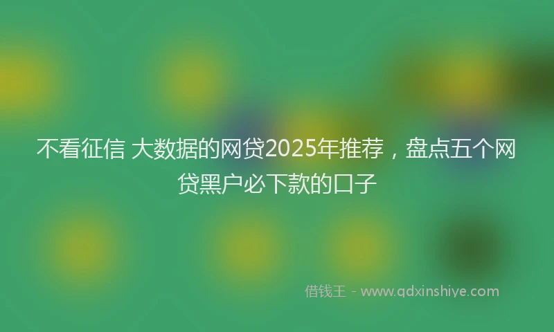 不看征信 大数据的网贷2025年推荐，盘点五个网贷黑户必下款的口子