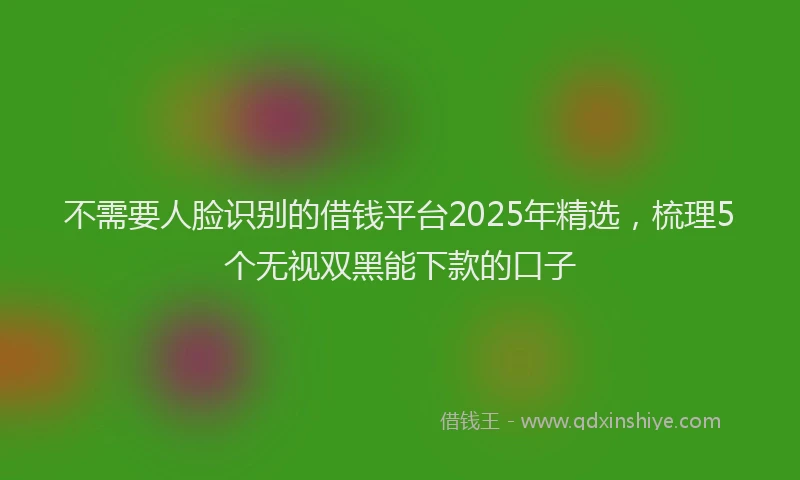 不需要人脸识别的借钱平台2025年精选，梳理5个无视双黑能下款的口子