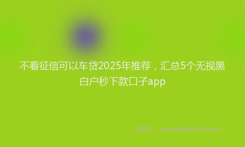 不看征信可以车贷2025年推荐,汇总5个无视黑白户秒下款口子app