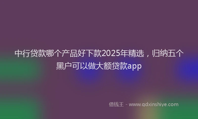 中行贷款哪个产品好下款2025年精选，归纳五个黑户可以做大额贷款app