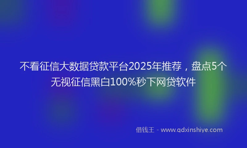 不看征信大数据贷款平台2025年推荐，盘点5个无视征信黑白100%秒下网贷软件