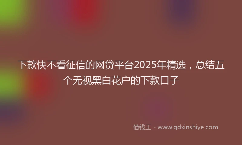 下款快不看征信的网贷平台2025年精选，总结五个无视黑白花户的下款口子