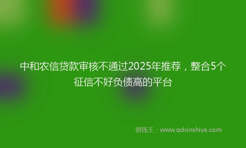中和农信贷款审核不通过2025年推荐，整合5个征信不好负债高的平台