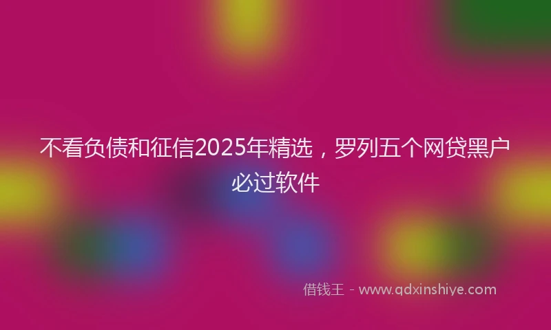 不看负债和征信2025年精选，罗列五个网贷黑户必过软件