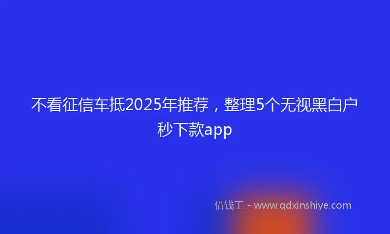 不看征信车抵2025年推荐,整理5个无视黑白户秒下款app