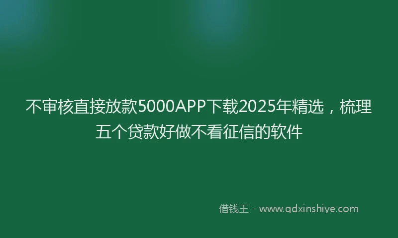 不审核直接放款5000APP下载2025年精选，梳理五个贷款好做不看征信的软件