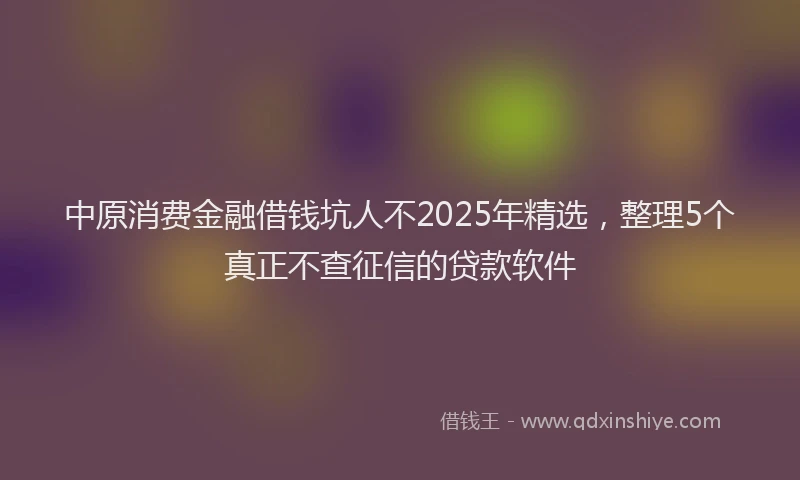 中原消费金融借钱坑人不2025年精选,整理5个真正不查征信的贷款软件