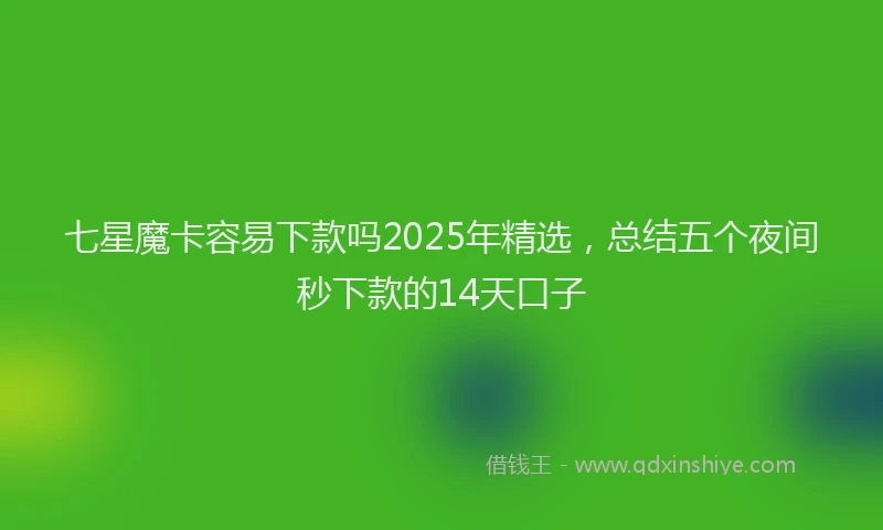 七星魔卡容易下款吗2025年精选，总结五个夜间秒下款的14天口子