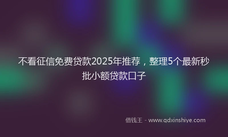 不看征信免费贷款2025年推荐，整理5个最新秒批小额贷款口子