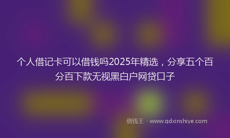 个人借记卡可以借钱吗2025年精选，分享五个百分百下款无视黑白户网贷口子