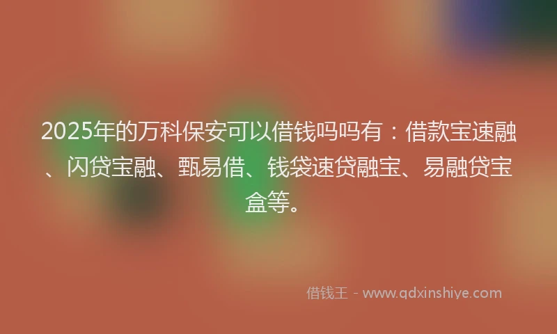 2025年的万科保安可以借钱吗吗有：借款宝速融、闪贷宝融、甄易借、钱袋速贷融宝、易融贷宝盒等。
