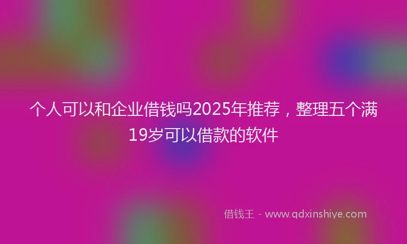 个人可以和企业借钱吗2025年推荐，整理五个满19岁可以借款的软件