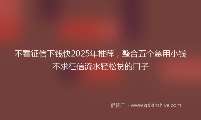 不看征信下钱快2025年推荐，整合五个急用小钱不求征信流水轻松贷的口子