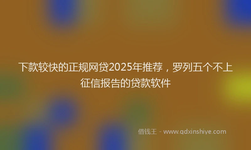 下款较快的正规网贷2025年推荐，罗列五个不上征信报告的贷款软件