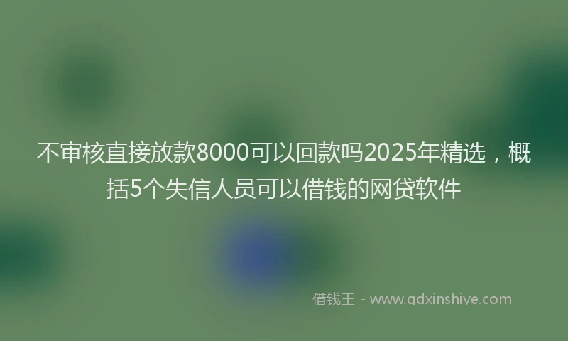 不审核直接放款8000可以回款吗2025年精选，概括5个失信人员可以借钱的网贷软件