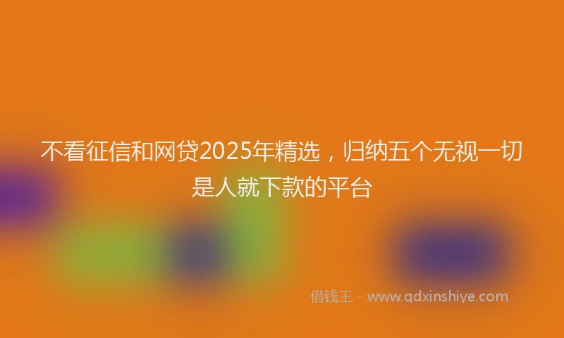 不看征信和网贷2025年精选，归纳五个无视一切是人就下款的平台
