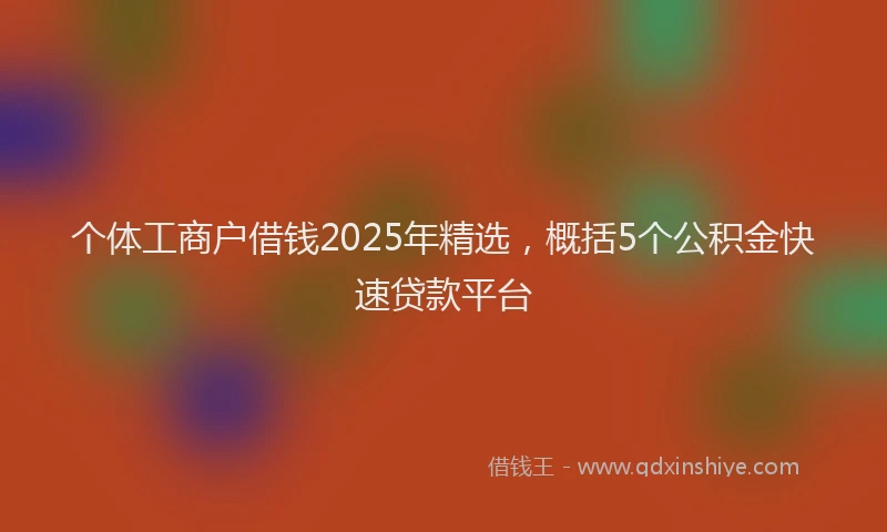 个体工商户借钱2025年精选，概括5个公积金快速贷款平台