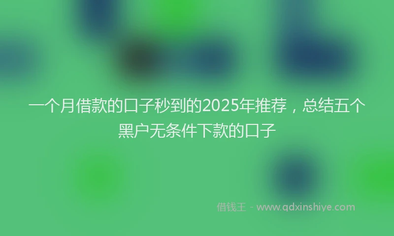 一个月借款的口子秒到的2025年推荐，总结五个黑户无条件下款的口子