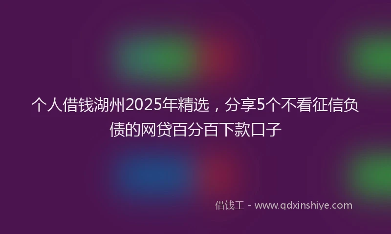 个人借钱湖州2025年精选，分享5个不看征信负债的网贷百分百下款口子