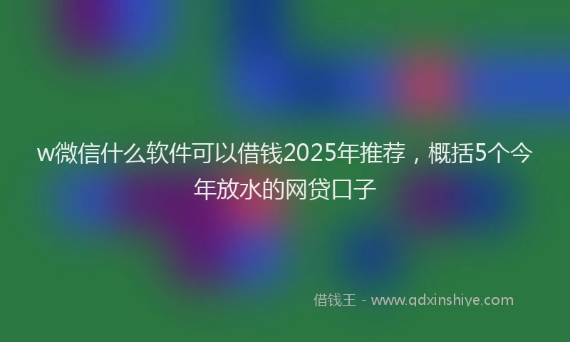w微信什么软件可以借钱2025年推荐，概括5个今年放水的网贷口子