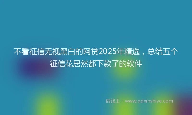 不看征信无视黑白的网贷2025年精选，总结五个征信花居然都下款了的软件