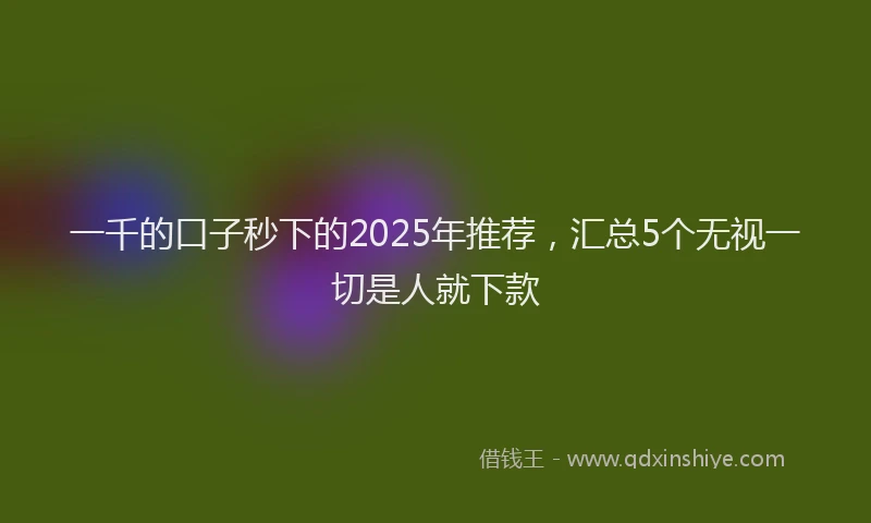 一千的口子秒下的2025年推荐，汇总5个无视一切是人就下款