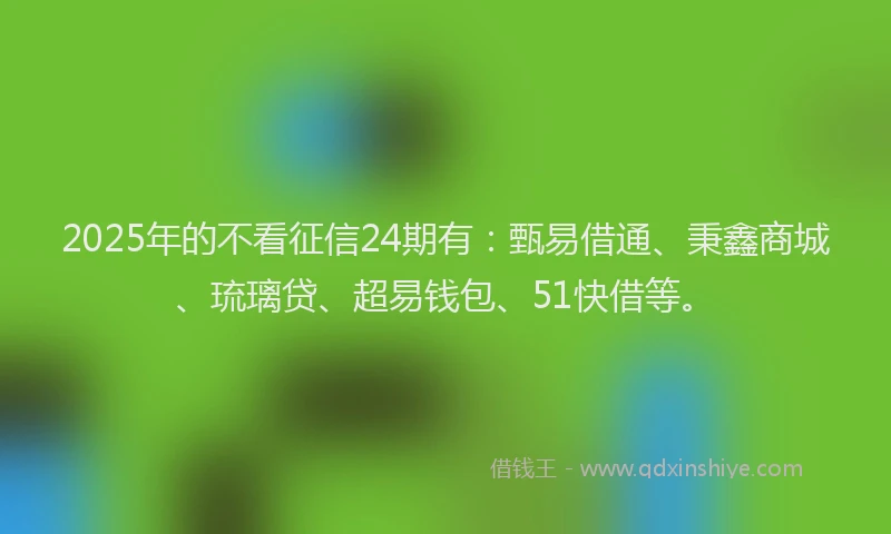 2025年的不看征信24期有：甄易借通、秉鑫商城、琉璃贷、超易钱包、51快借等。