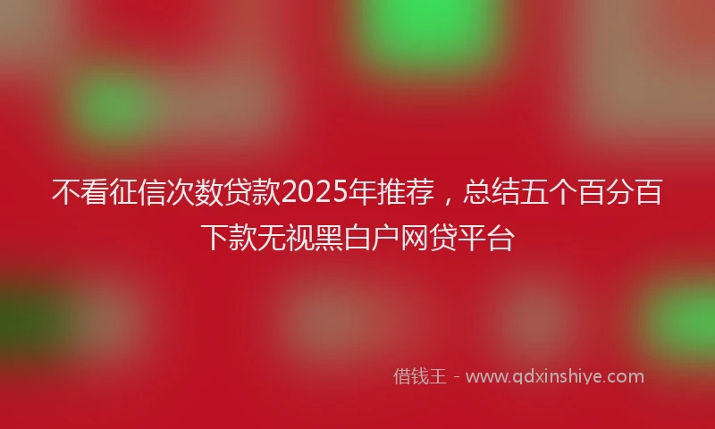 不看征信次数贷款2025年推荐，总结五个百分百下款无视黑白户网贷平台