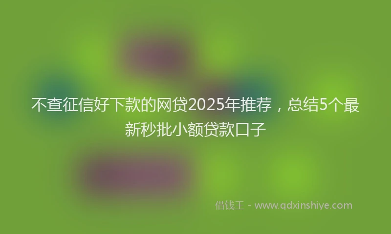 不查征信好下款的网贷2025年推荐，总结5个最新秒批小额贷款口子