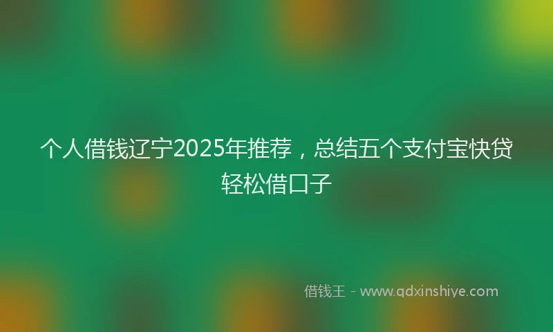个人借钱辽宁2025年推荐，总结五个支付宝快贷轻松借口子