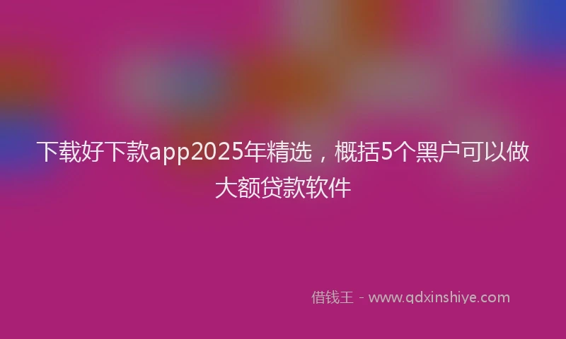 下载好下款app2025年精选，概括5个黑户可以做大额贷款软件