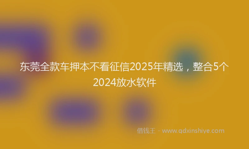 东莞全款车押本不看征信2025年精选，整合5个2024放水软件
