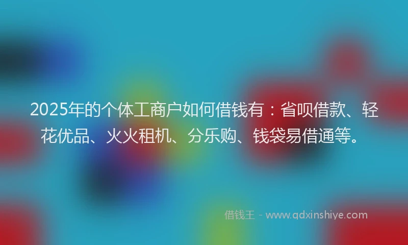 2025年的个体工商户如何借钱有：省呗借款、轻花优品、火火租机、分乐购、钱袋易借通等。