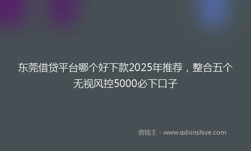 东莞借贷平台哪个好下款2025年推荐，整合五个无视风控5000必下口子