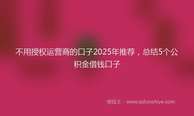 不用授权运营商的口子2025年推荐，总结5个公积金借钱口子