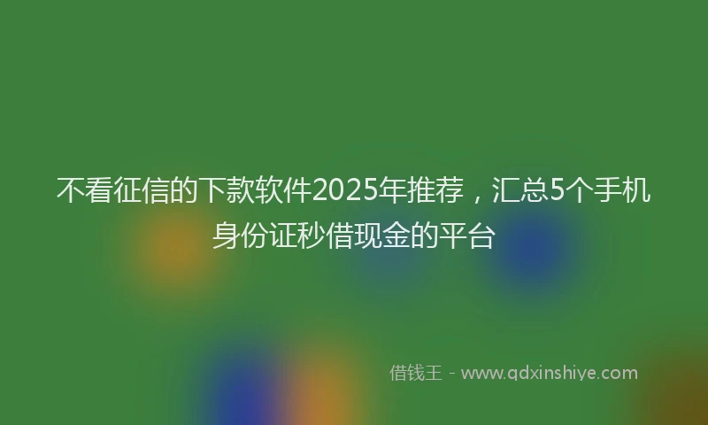 不看征信的下款软件2025年推荐，汇总5个手机身份证秒借现金的平台