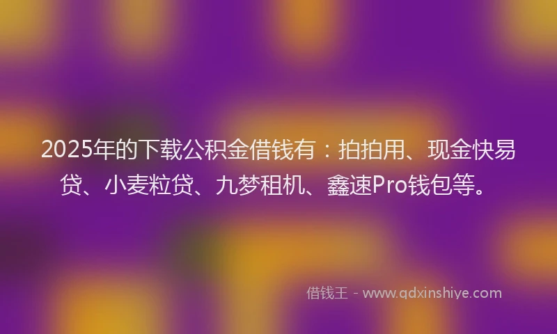 2025年的下载公积金借钱有：拍拍用、现金快易贷、小麦粒贷、九梦租机、鑫速Pro钱包等。