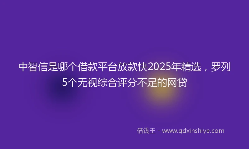 中智信是哪个借款平台放款快2025年精选，罗列5个无视综合评分不足的网贷