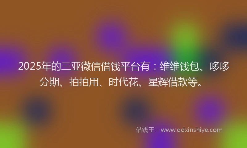 2025年的三亚微信借钱平台有：维维钱包、哆哆分期、拍拍用、时代花、星辉借款等。