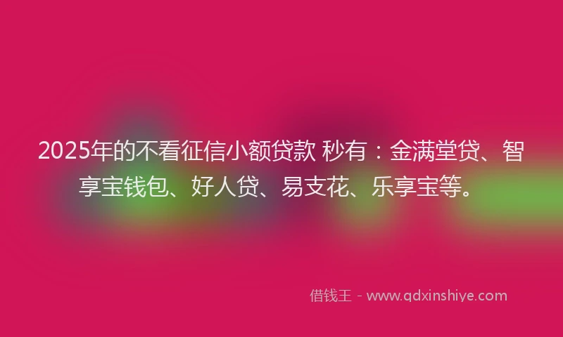 2025年的不看征信小额贷款 秒有：金满堂贷、智享宝钱包、好人贷、易支花、乐享宝等。