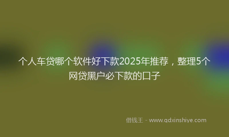 个人车贷哪个软件好下款2025年推荐，整理5个网贷黑户必下款的口子