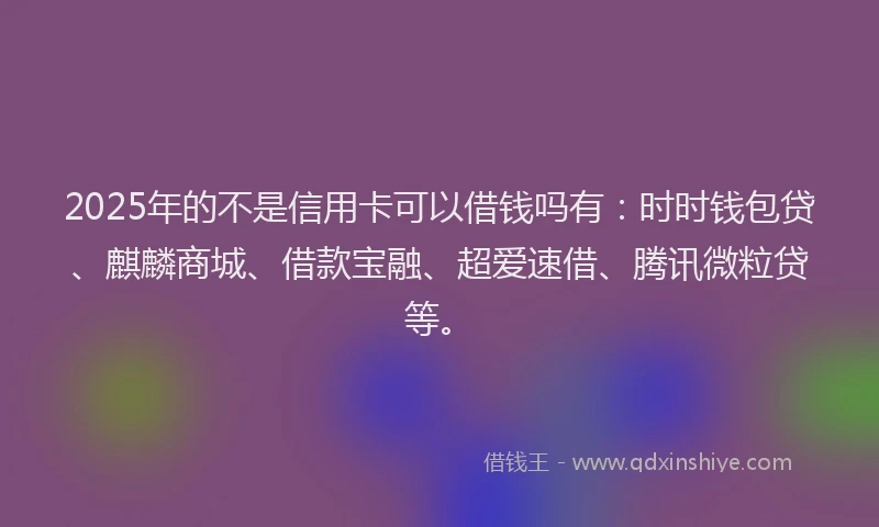 2025年的不是信用卡可以借钱吗有：时时钱包贷、麒麟商城、借款宝融、超爱速借、腾讯微粒贷等。