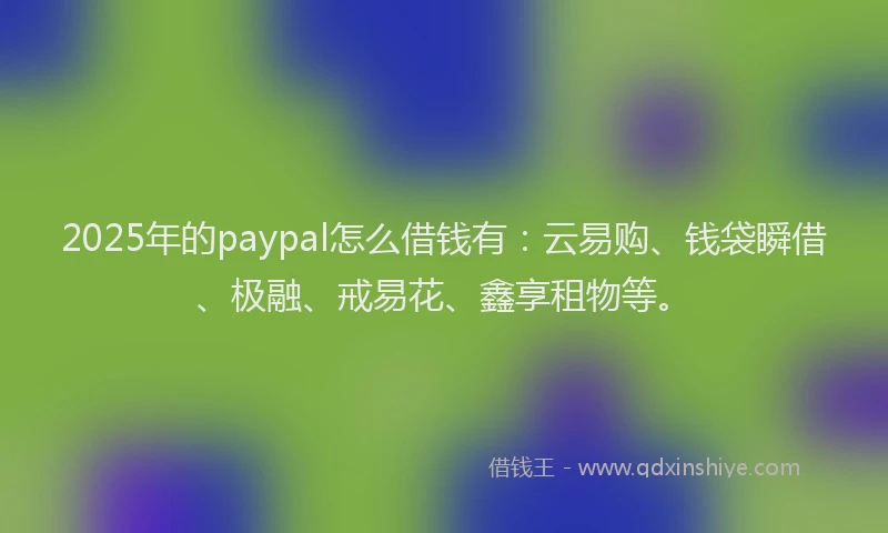 2025年的paypal怎么借钱有：云易购、钱袋瞬借、极融、戒易花、鑫享租物等。
