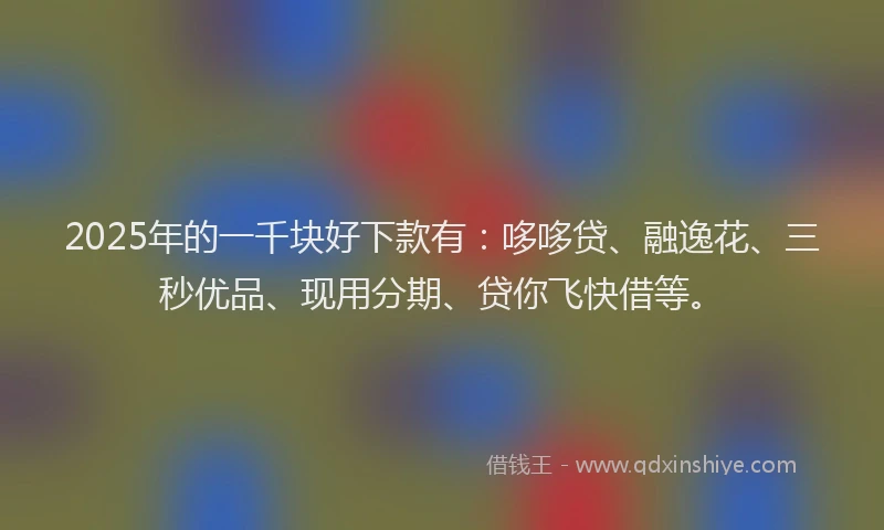 2025年的一千块好下款有：哆哆贷、融逸花、三秒优品、现用分期、贷你飞快借等。