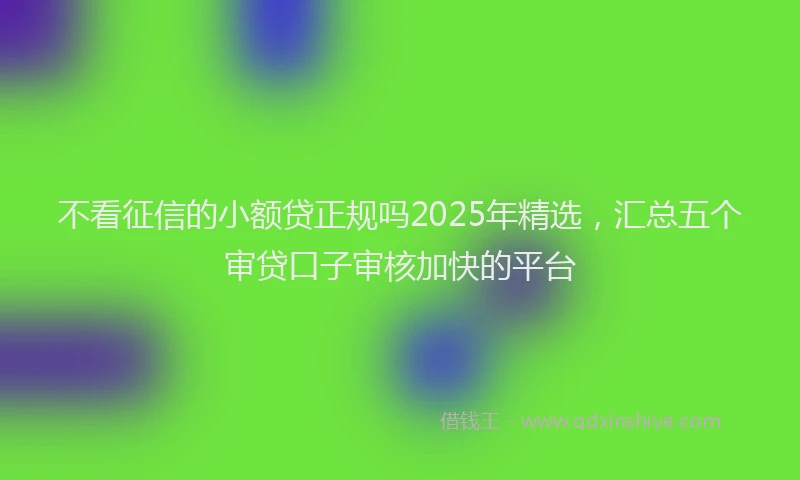 不看征信的小额贷正规吗2025年精选，汇总五个审贷口子审核加快的平台