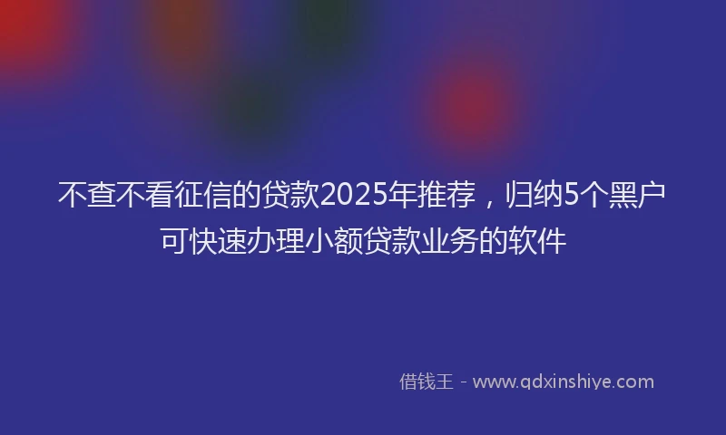 不查不看征信的贷款2025年推荐,归纳5个黑户可快速办理小额贷款业务的软件
